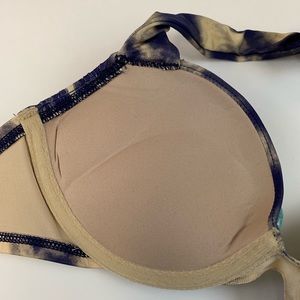 Lot De 2 Hauts De Bikini Victoria's Secret 34B - Brun à Motifs Floraux - Bretelles Halter Avec Armatures - Occasion TB